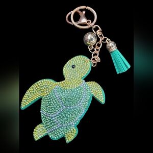 Green Turtle Bag Charm | Keychain with Tassel